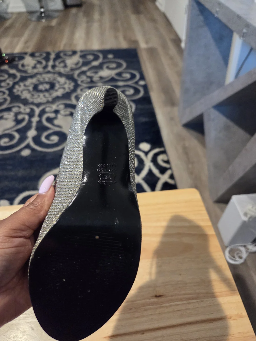 Adrianna Papell Silver Sparkle Cross-Strap Peep-Toe Heels